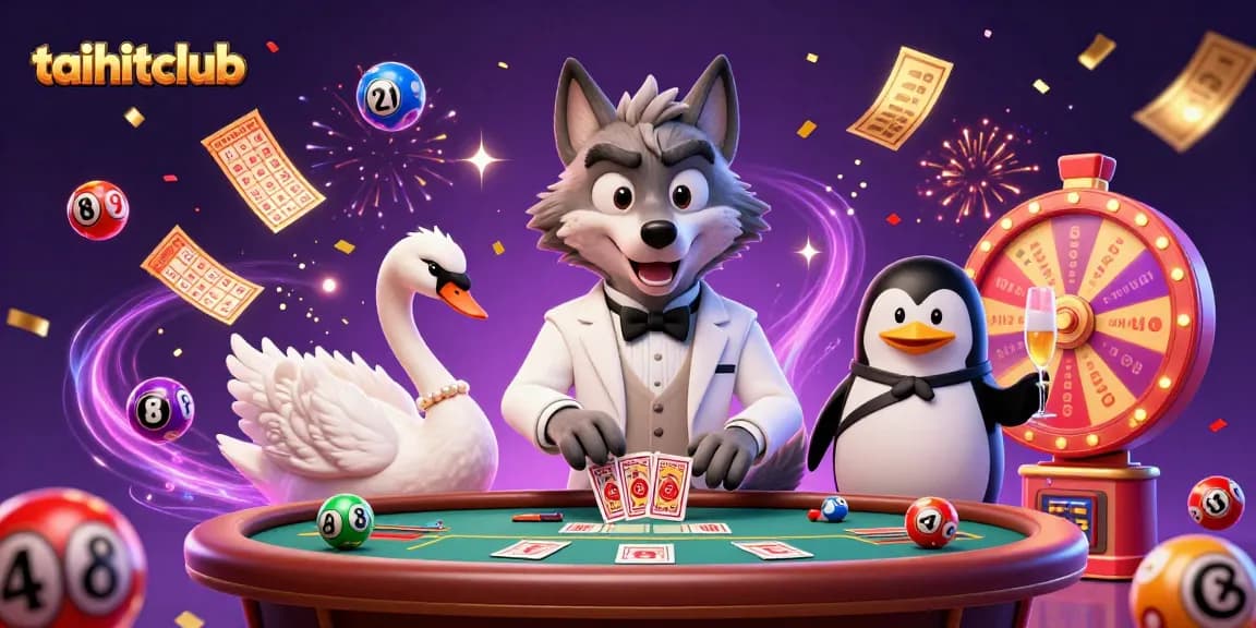 Engage with taihitclub's vibrant casino vibe featuring a chic wolf and a glamorous swan