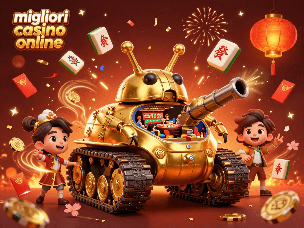 I migliori casino online offrono emozioni nel mini casino all'interno di un carro armato color oro.