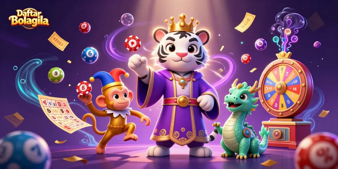 Engage in thrilling gameplay at Daftar Bolagila with lively characters and vibrant casino elements.