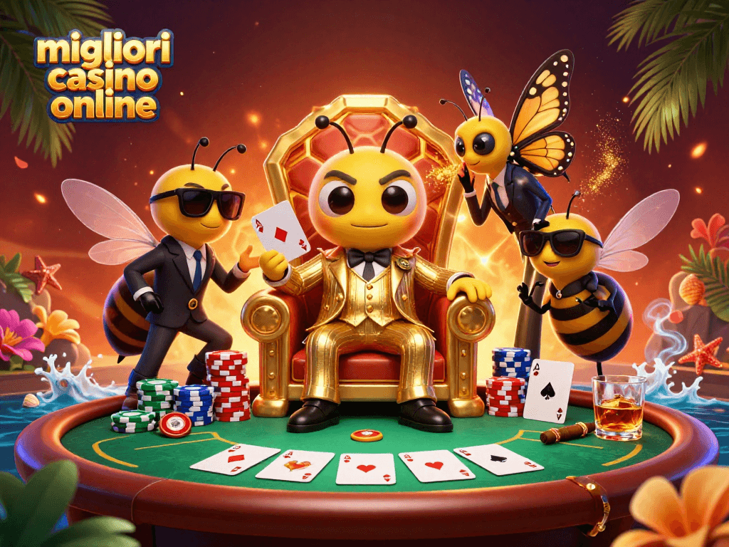 Gioca nei migliori casino online con un affascinante boss di insetti al tavolo da poker.