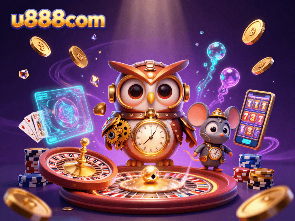 Experience thrilling slots and gaming at u888com with vivid steampunk illustration.