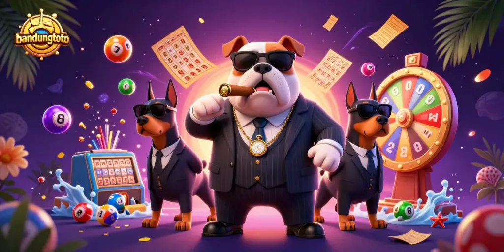 Join the excitement of bandungtoto with colorful lottery elements and animated characters illustrating dreams of big wins.
