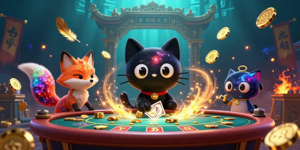 Raja99 menghadirkan kucing lubang hitam dan rubah nebula di kasino kosmik, menarik keripik emas.