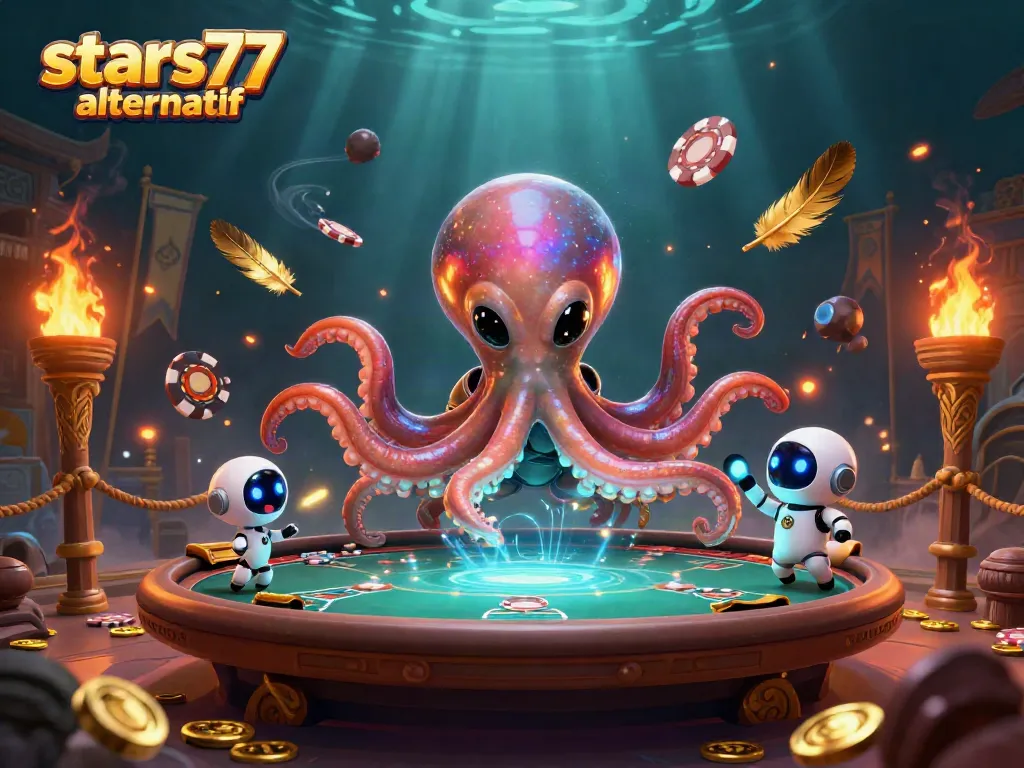 Melihat prediksi angka dari stars77 alternatif dalam ilustrasi kasino yang penuh warna dan dinamis.