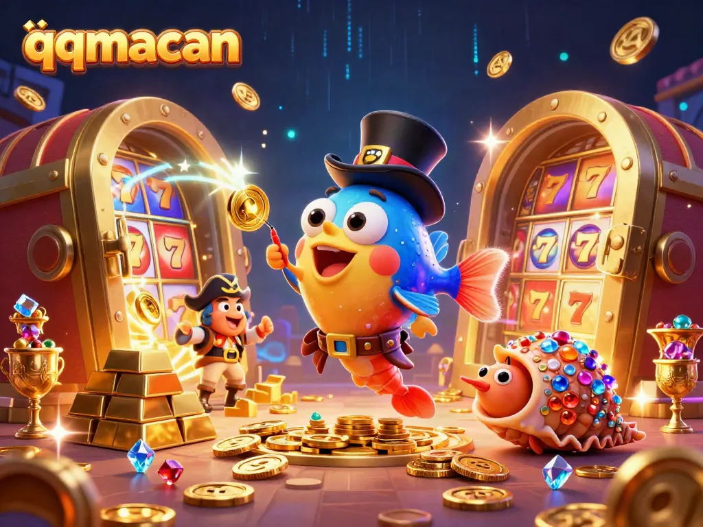 Experience qqmacan's thrilling excitement with a vibrant underwater casino scene featuring animated sea creatures.