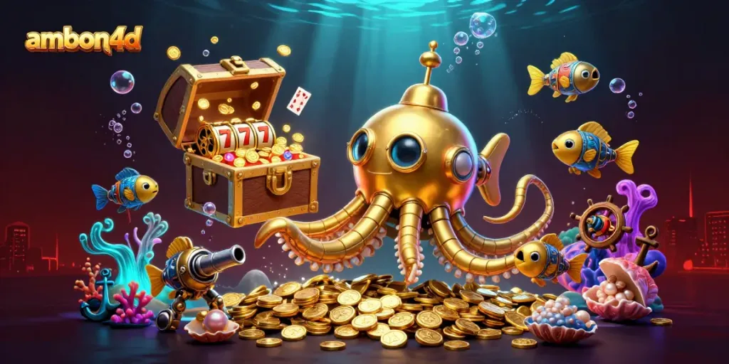 Play slots and win with ambon4d's thrilling underwater casino adventure filled with gold and gems!
