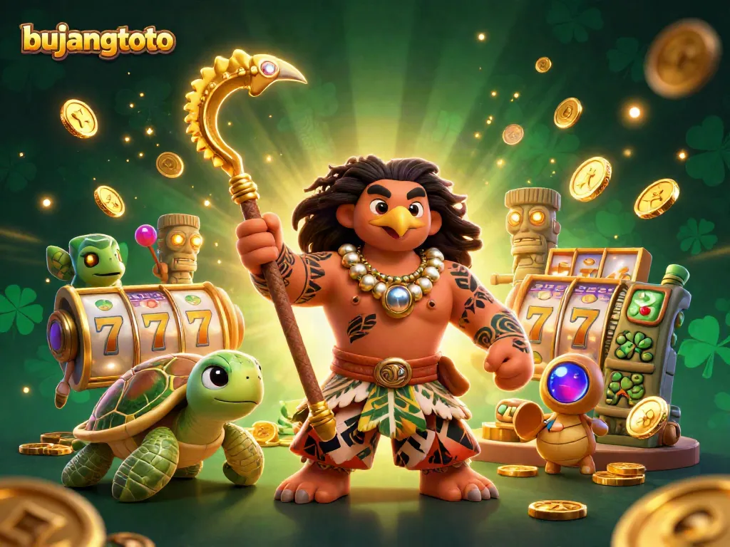 Experience the thrill of bujangtoto with vibrant slot elements and lively character engagement in a dynamic scene.