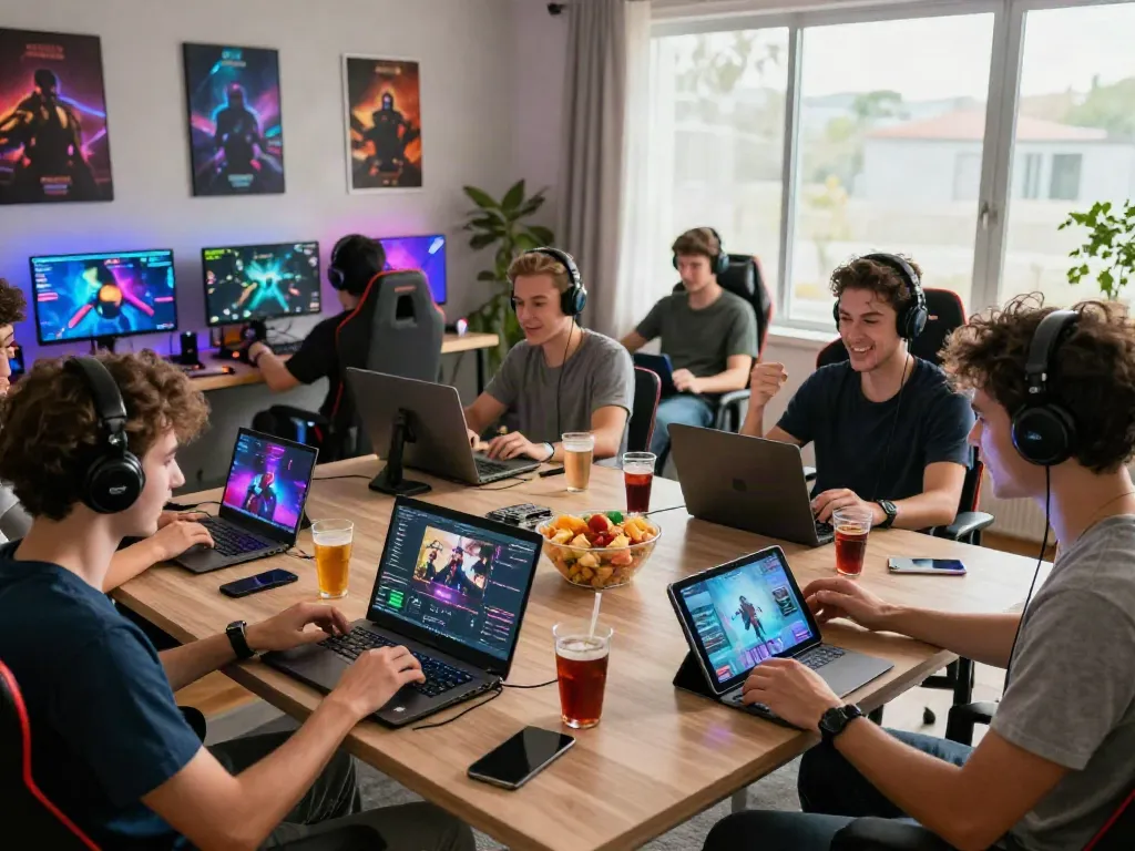 Batman138 players enjoying an immersive online gaming experience in a vibrant setting.