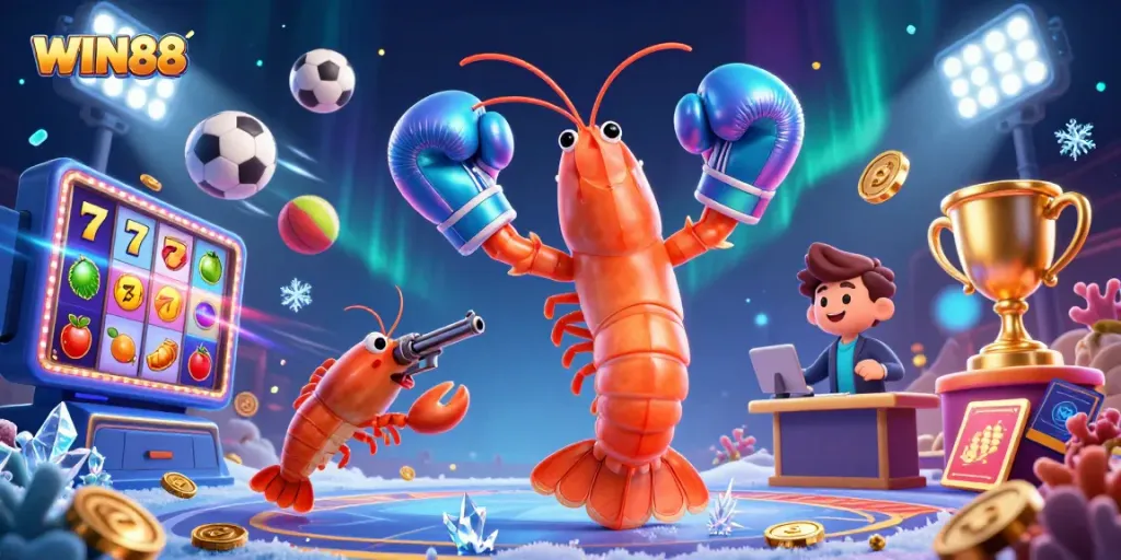 WIN88 showcases a thrilling slot scene with vibrant characters and dynamic gaming elements.