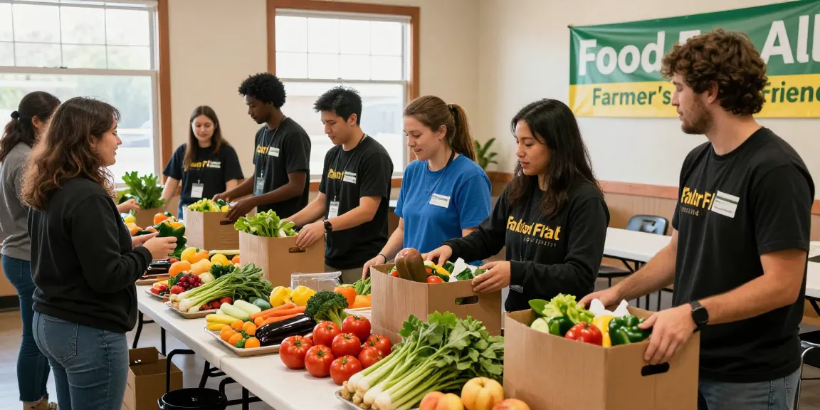 Volunteers packaging fresh produce at springshall.org community food event, highlighting local support.