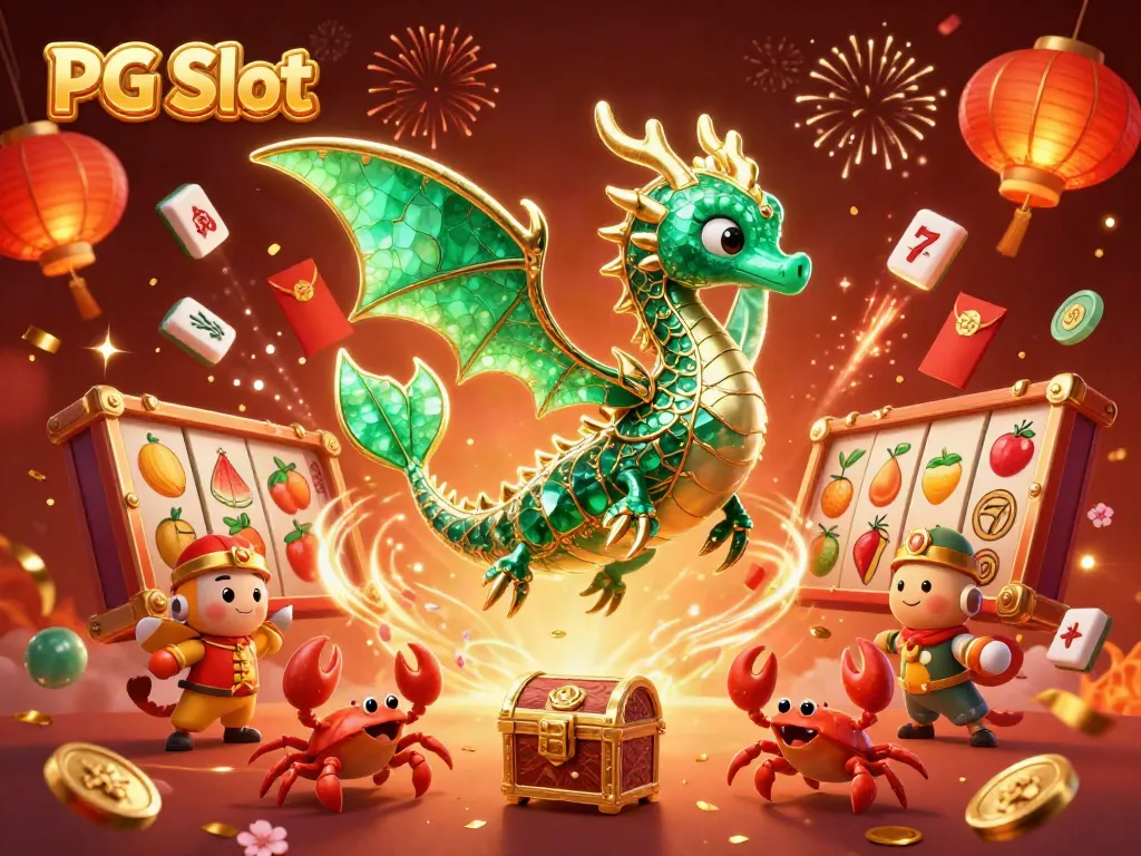 Permainan PG Slot dengan naga laut kartun 3D dan simbol slot mobil yang berkilau.