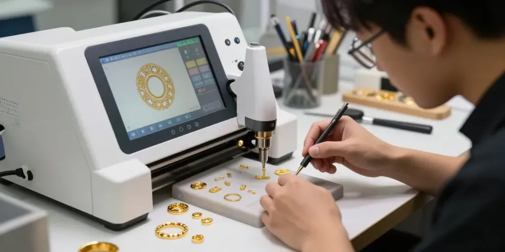 EMAS88 menghadirkan solusi laser presisi untuk perhiasan emas berkualitas tinggi di workshop modern.