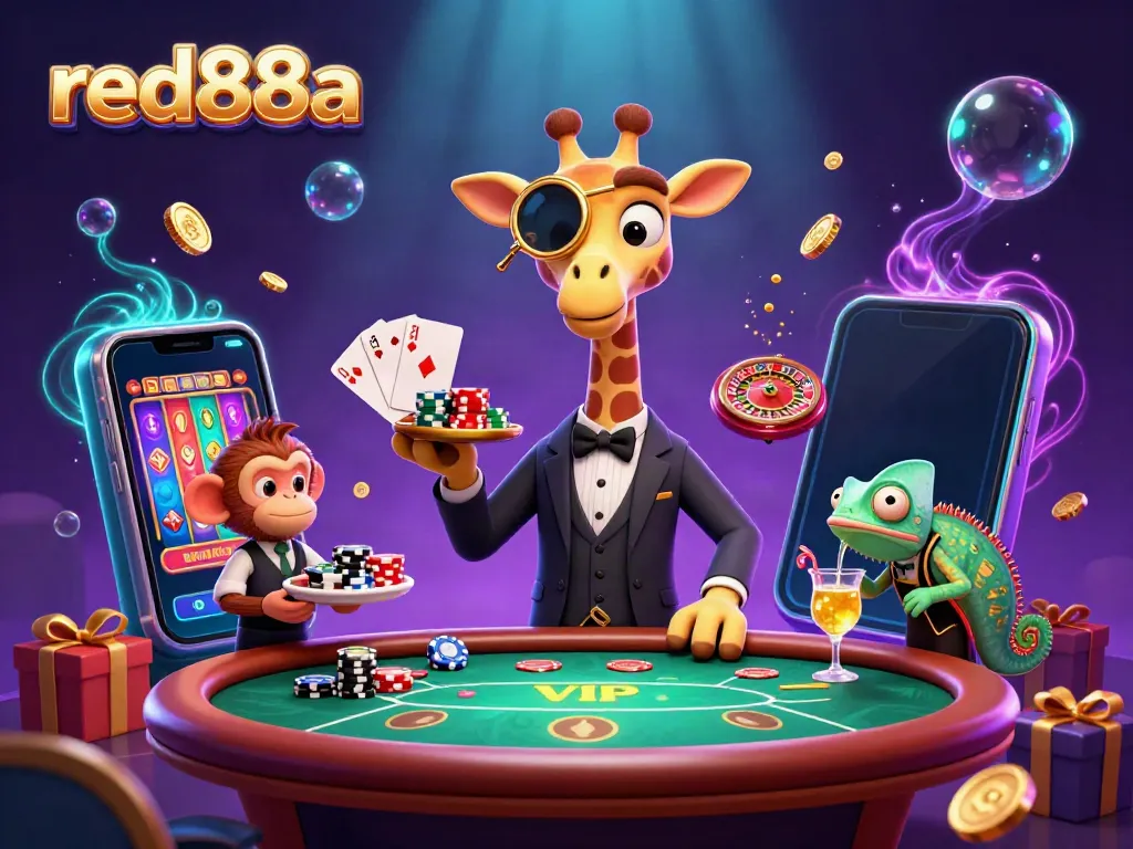 Experience thrilling slots action with red88a's vibrant casino scene featuring charming characters.