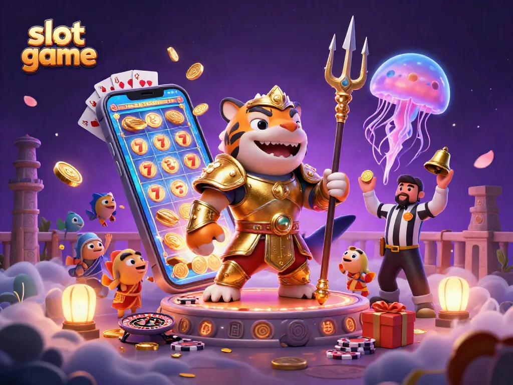 Experience the thrill of slot game jackpots with a vibrant underwater scene featuring a golden shark gladiator!