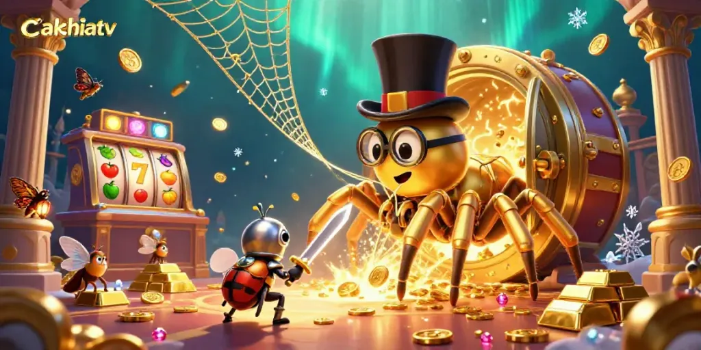 Cakhiatv spins lucky slots with dynamic characters and dazzling visuals in this enchanting casino scene.