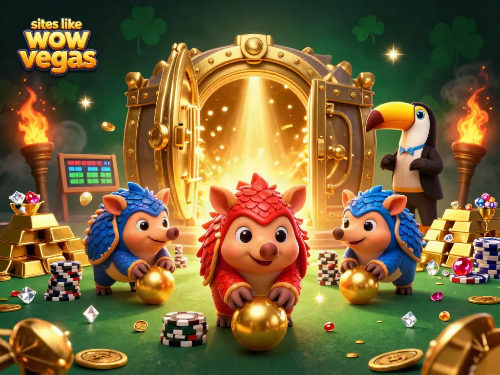Compete and win at sites like wow vegas with pangolins bowling through poker chips and treasures.