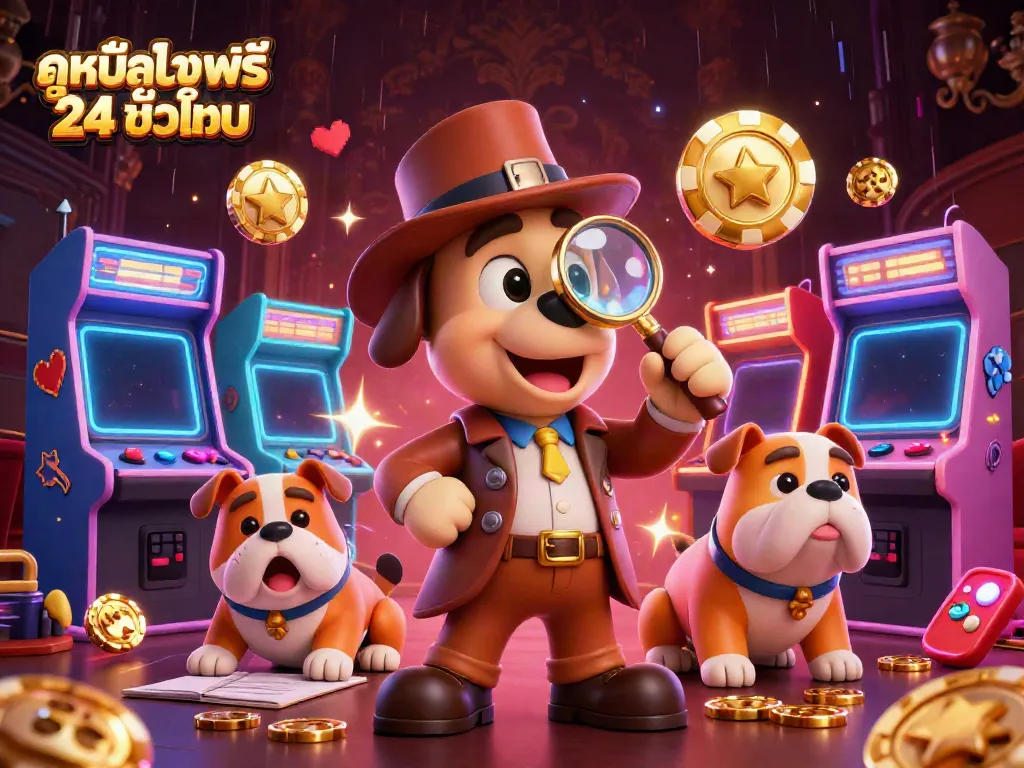 Engage with ดูหนังออนไลน์ฟรี 24 ชั่วโมง as cartoon characters explore colorful casino elements, discovering hidden treasures.
