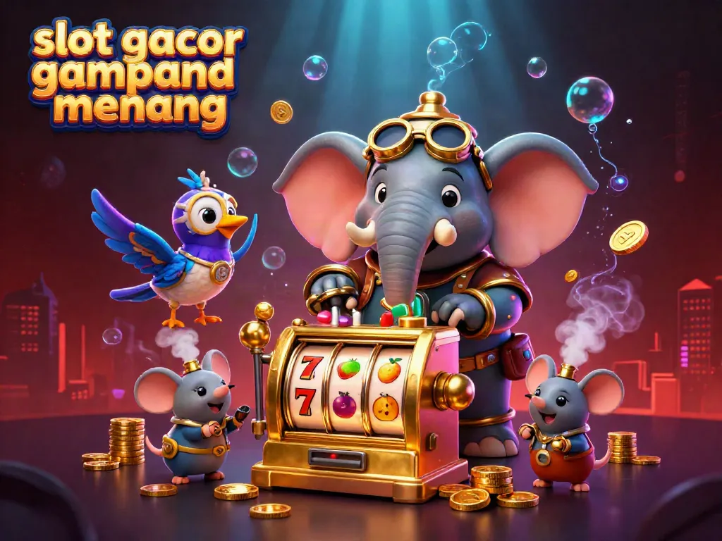 Spin the reels with excitement in this vibrant scene showcasing slot gacor gampang menang!