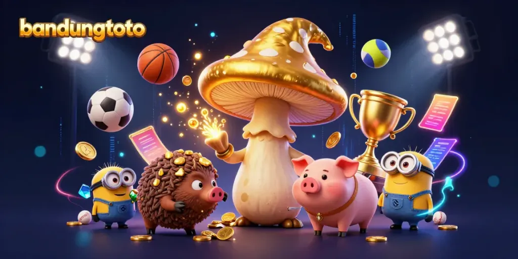 Experience the vibrant magic of bandungtoto with a golden wizard, sports action, and treasures.