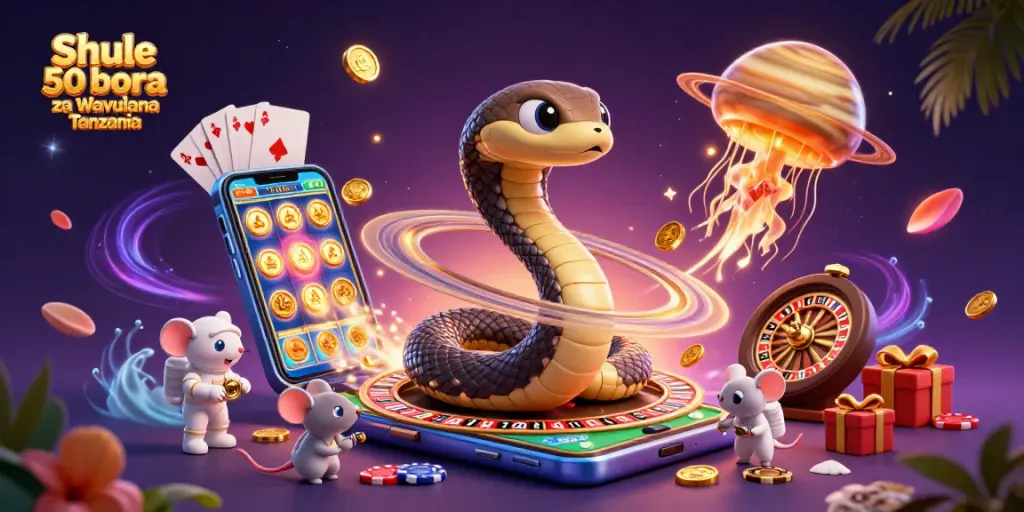 Experience Shule 50 bora za Wavulana Tanzania with vibrant casino elements in a captivating 3D illustration.