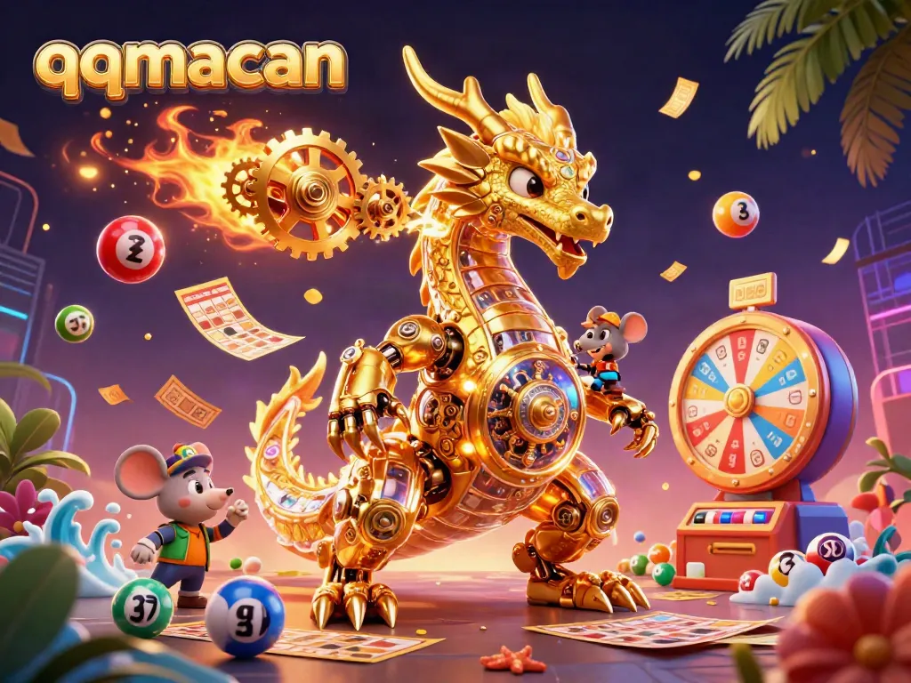 Engage with qqmacan through an enchanting dragon and vibrant casino elements.